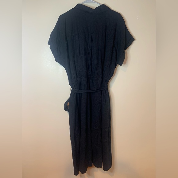Ave & Viv Black Button Down Linen Midi Dress - Picture 7 of 8